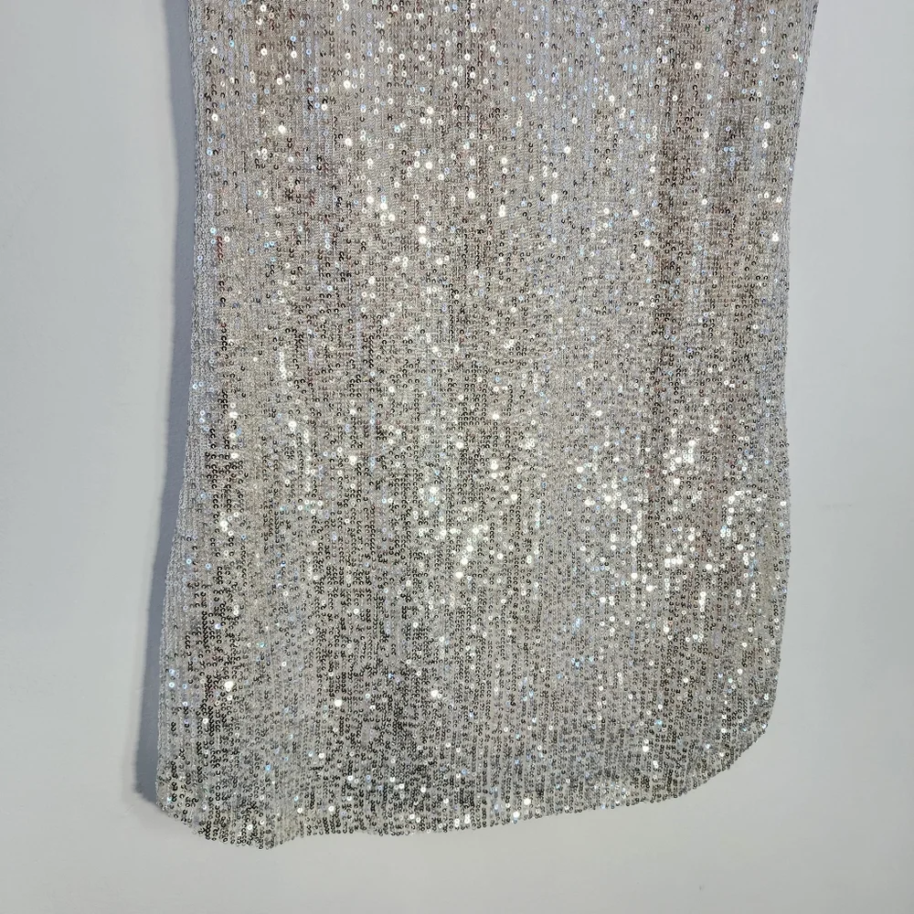 7 For All Mankind Small Silver Sequin Dress - Picture 3 of 9